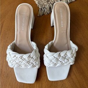 Sincerely Jules White/Ivory Braided Heels, Size 8